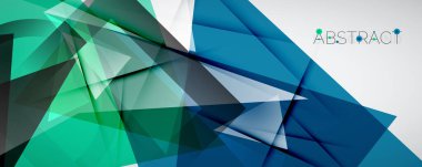 Geometrik soyut arkaplan. Renkli üçgen şekiller. Kapaklar, afişler, el ilanları ve posterler ve diğer tasarımlar için vektör illüstrasyonu