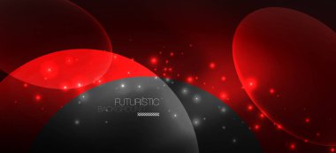 Neon elipsler soyut arkaplanlardır. Karanlıkta parlayan parlak yuvarlak şekiller. Kapaklar, afişler, el ilanları ve posterler ve diğer şeyler için vektör fütüristik çizimler