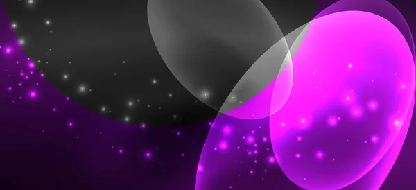 ネオン楕円抽象的な背景。暗い中で輝く光沢のある明るい丸い形。カバー、バナー、チラシ、ポスターなどのためのベクトル未来イラスト — ストックベクタ