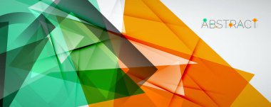 Geometrik soyut arkaplan. Renkli üçgen şekiller. Kapaklar, afişler, el ilanları ve posterler ve diğer tasarımlar için vektör illüstrasyonu