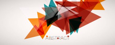 Geometrik soyut arkaplan. Renkli üçgen şekiller. Kapaklar, afişler, el ilanları ve posterler ve diğer tasarımlar için vektör illüstrasyonu