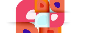 Soyut yuvarlak şekiller ve gölge efektleri tekrarlanan vektör modern geometrik arkaplan kümesi