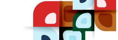 Soyut yuvarlak şekiller ve gölge efektleri tekrarlanan vektör modern geometrik arkaplan kümesi