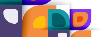 Soyut yuvarlak şekiller ve gölge efektleri tekrarlanan vektör modern geometrik arkaplan kümesi