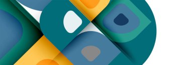 Soyut yuvarlak şekiller ve gölge efektleri tekrarlanan vektör modern geometrik arkaplan kümesi