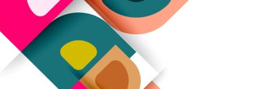 Soyut yuvarlak şekiller ve gölge efektleri tekrarlanan vektör modern geometrik arkaplan kümesi