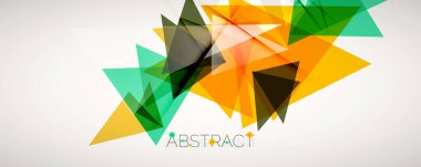 Geometrik soyut arkaplan. Renkli üçgen şekiller. Kapaklar, afişler, el ilanları ve posterler ve diğer tasarımlar için vektör illüstrasyonu