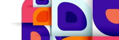 Soyut yuvarlak şekiller ve gölge efektleri tekrarlanan vektör modern geometrik arkaplan kümesi