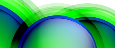 Çemberler ve baloncuklar soyut arka plan. Web pankartı, uygulama veya poster için sıvı yuvarlak şekiller