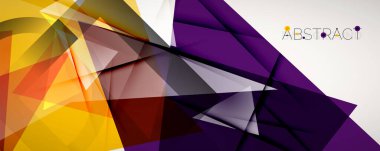 Geometrik soyut arkaplan. Renkli üçgen şekiller. Kapaklar, afişler, el ilanları ve posterler ve diğer tasarımlar için vektör illüstrasyonu