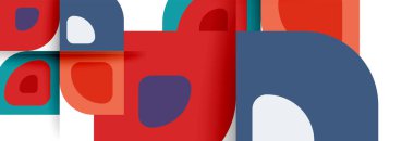 Soyut yuvarlak şekiller ve gölge efektleri tekrarlanan vektör modern geometrik arkaplan kümesi