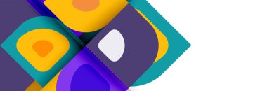 Soyut yuvarlak şekiller ve gölge efektleri tekrarlanan vektör modern geometrik arkaplan kümesi