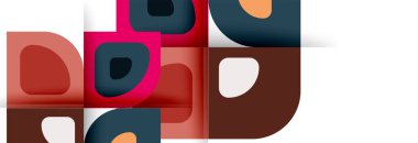 Soyut yuvarlak şekiller ve gölge efektleri tekrarlanan vektör modern geometrik arkaplan kümesi