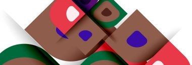 Soyut yuvarlak şekiller ve gölge efektleri tekrarlanan vektör modern geometrik arkaplan kümesi