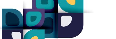 Soyut yuvarlak şekiller ve gölge efektleri tekrarlanan vektör modern geometrik arkaplan kümesi