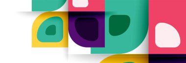 Soyut yuvarlak şekiller ve gölge efektleri tekrarlanan vektör modern geometrik arkaplan kümesi