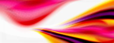 Soyut arkaplan. Pürüzsüz akış çizgileri, bulanık dalgalar, gökkuşağı renk çizgileri. Kapaklar, afişler, el ilanları ve posterler için vektör illüstrasyonları