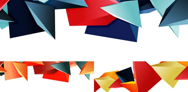 Набор треугольной мозаики абстрактных фонов, 3d треугольные низкие формы поли. Геометрические векторные иллюзии для обложек, буклетов, листовок, плакатов и т.д. — стоковый вектор