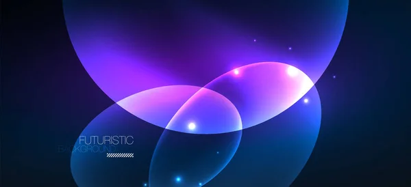 Neon ellipsen abstracte achtergronden. Glanzende heldere ronde vormen gloeien in het donker. Vector futuristische illustraties voor covers, banners, flyers en posters en andere — Stockvector