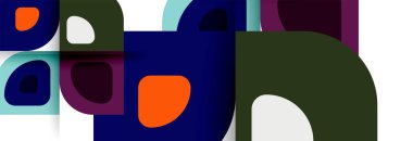 Soyut yuvarlak şekiller ve gölge efektleri tekrarlanan vektör modern geometrik arkaplan kümesi