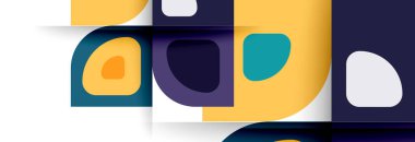 Soyut yuvarlak şekiller ve gölge efektleri tekrarlanan vektör modern geometrik arkaplan kümesi