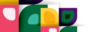 Soyut yuvarlak şekiller ve gölge efektleri tekrarlanan vektör modern geometrik arkaplan kümesi