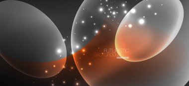 Neon elipsler soyut arkaplanlardır. Karanlıkta parlayan parlak yuvarlak şekiller. Kapaklar, afişler, el ilanları ve posterler ve diğer şeyler için vektör fütüristik çizimler