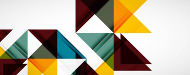 Geometrik soyut arkaplan. Tekno renk üçgen şekilleri. Kapaklar, afişler, el ilanları ve posterler ve diğer tasarımlar için vektör illüstrasyonu