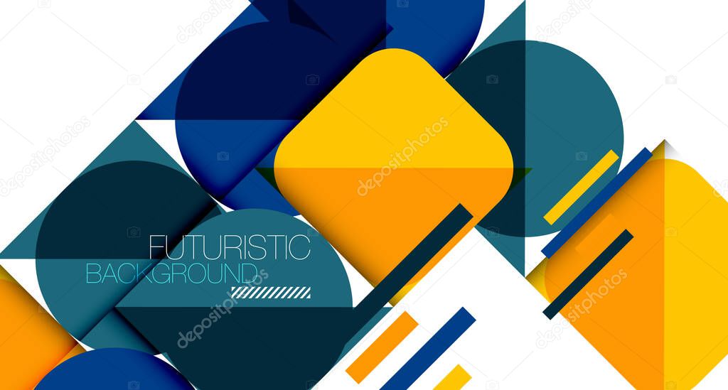 Clean minimal geometric abstract background with triangles and circles. Vector illustration for covers, banners, flyers and posters and other designs