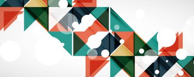 Geometrik soyut arkaplan. Tekno renk üçgen şekilleri. Kapaklar, afişler, el ilanları ve posterler ve diğer tasarımlar için vektör illüstrasyonu