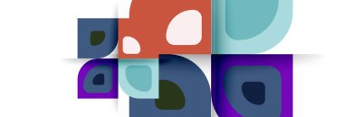 Soyut yuvarlak şekiller ve gölge efektleri tekrarlanan vektör modern geometrik arkaplan kümesi