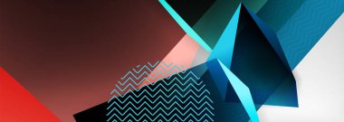 Düşük polyester 3 boyutlu geometrik şekiller, minimum soyut arkaplan. Kapaklar, afişler, el ilanları ve posterler için vektör illüstrasyonları