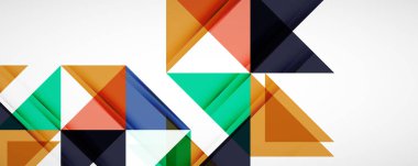 Geometrik soyut arkaplan. Tekno renk üçgen şekilleri. Kapaklar, afişler, el ilanları ve posterler ve diğer tasarımlar için vektör illüstrasyonu