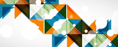 Geometrik soyut arkaplan. Tekno renk üçgen şekilleri. Kapaklar, afişler, el ilanları ve posterler ve diğer tasarımlar için vektör illüstrasyonu