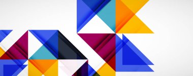 Geometrik soyut arkaplan. Tekno renk üçgen şekilleri. Kapaklar, afişler, el ilanları ve posterler ve diğer tasarımlar için vektör illüstrasyonu