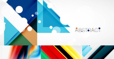 Vektör üçgen geometrik arkaplan kümesi. Kapaklar, afişler, el ilanları ve posterler ve diğer tasarımlar için vektör illüstrasyonu