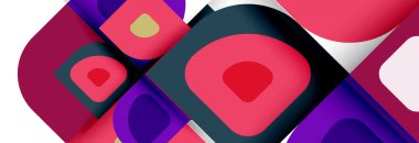 Soyut yuvarlak şekiller ve gölge efektleri tekrarlanan vektör modern geometrik arkaplan kümesi