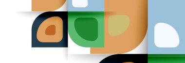 Soyut yuvarlak şekiller ve gölge efektleri tekrarlanan vektör modern geometrik arkaplan kümesi