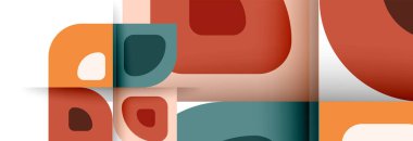 Soyut yuvarlak şekiller ve gölge efektleri tekrarlanan vektör modern geometrik arkaplan kümesi