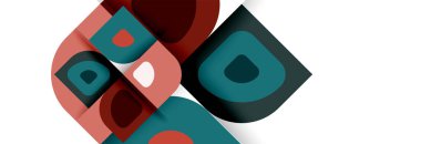 Soyut yuvarlak şekiller ve gölge efektleri tekrarlanan vektör modern geometrik arkaplan kümesi