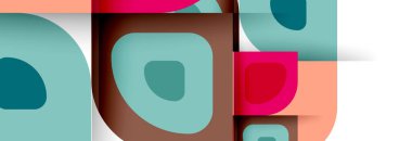 Soyut yuvarlak şekiller ve gölge efektleri tekrarlanan vektör modern geometrik arkaplan kümesi