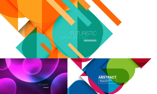 Collection of minimal geometric abstract backgrounds. Vector illustration for covers, banners, flyers and posters and other designs — Stock Vector