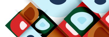 Soyut yuvarlak şekiller ve gölge efektleri tekrarlanan vektör modern geometrik arkaplan kümesi