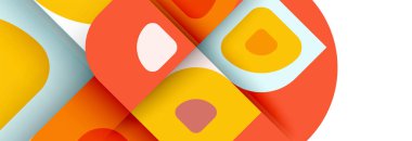 Soyut yuvarlak şekiller ve gölge efektleri tekrarlanan vektör modern geometrik arkaplan kümesi