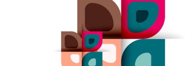 Soyut yuvarlak şekiller ve gölge efektleri tekrarlanan vektör modern geometrik arkaplan kümesi