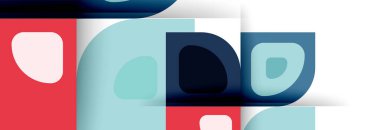 Soyut yuvarlak şekiller ve gölge efektleri tekrarlanan vektör modern geometrik arkaplan kümesi