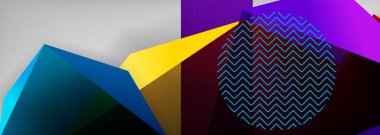 Düşük polyester 3 boyutlu geometrik şekiller, minimum soyut arkaplan. Kapaklar, afişler, el ilanları ve posterler için vektör illüstrasyonları