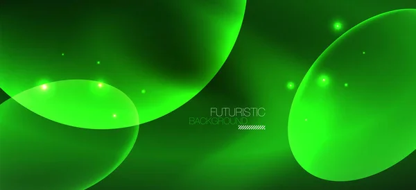 Neon elips latar belakang abstrak. Bersinar bentuk bulat terang bersinar dalam gelap. Ilustrasi futuristik vektor untuk sampul, spanduk, selebaran dan poster dan lainnya - Stok Vektor