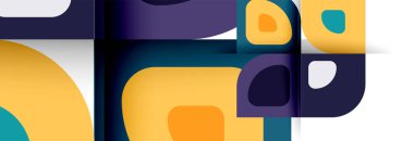 Soyut yuvarlak şekiller ve gölge efektleri tekrarlanan vektör modern geometrik arkaplan kümesi