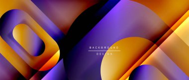 Çizgiler ve modern formlarla vektör geometrik arkaplan. Soyut yuvarlak şekiller, gölge ve ışık efektleri ile akışkan eğimli